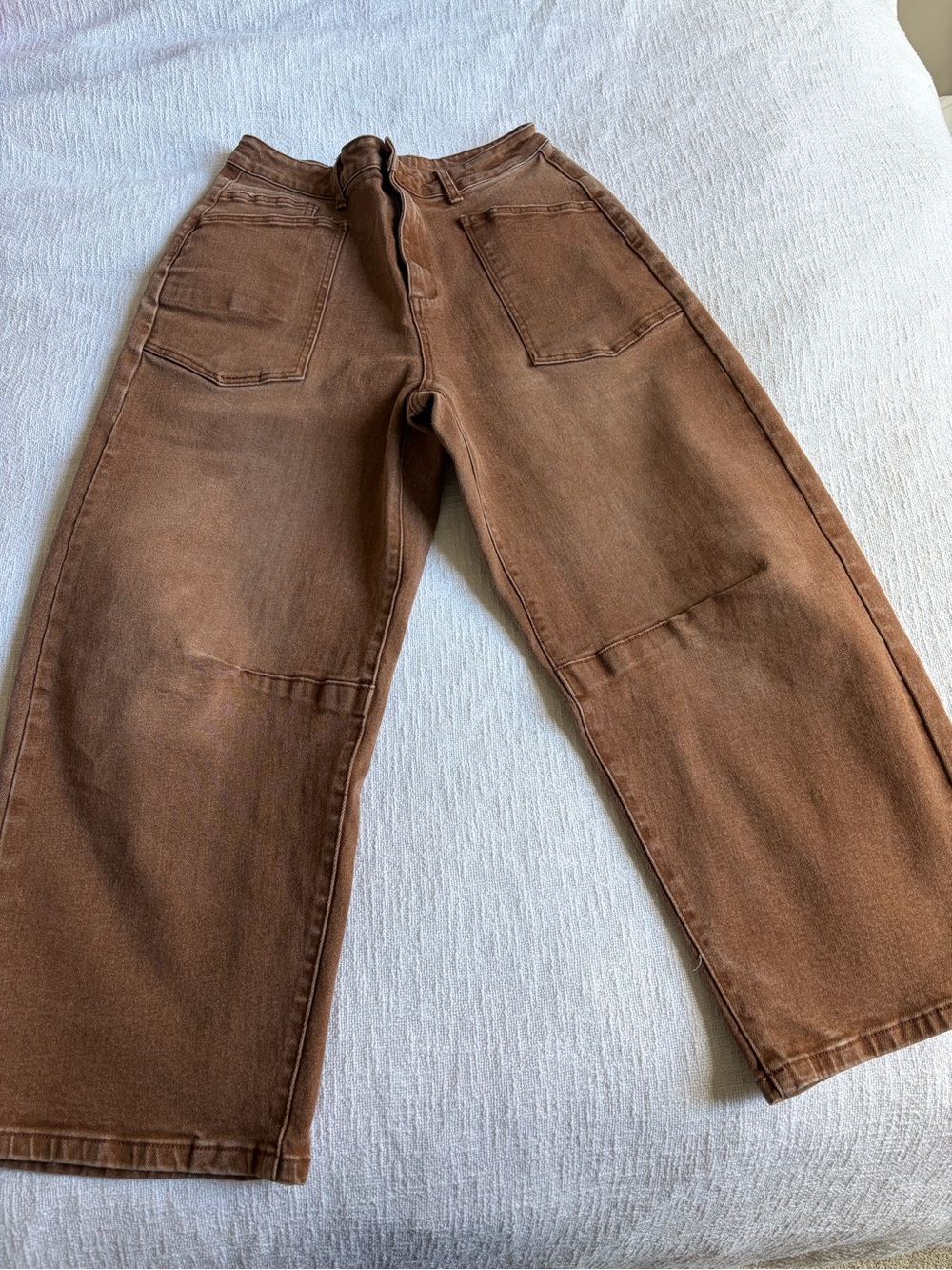 Wide Leg Workwear Pants in Brown